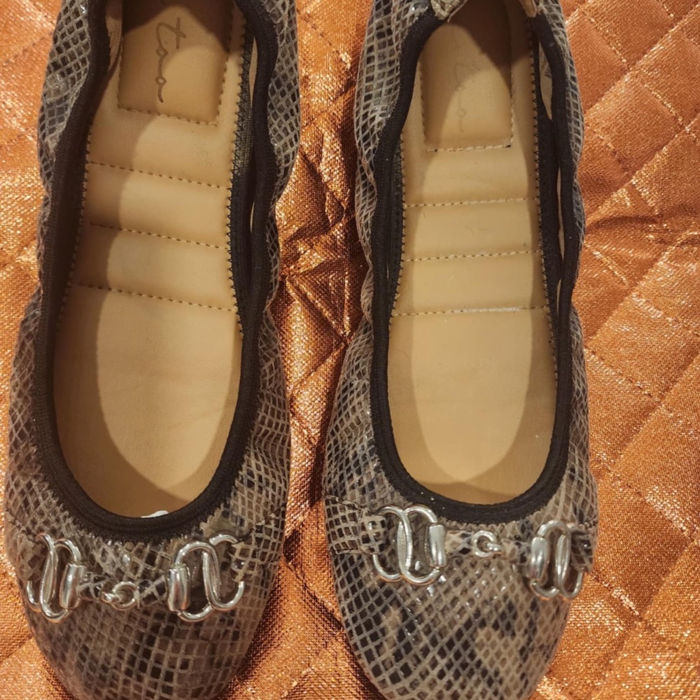 Me too ballet flats Olympia10 snake print tan/black